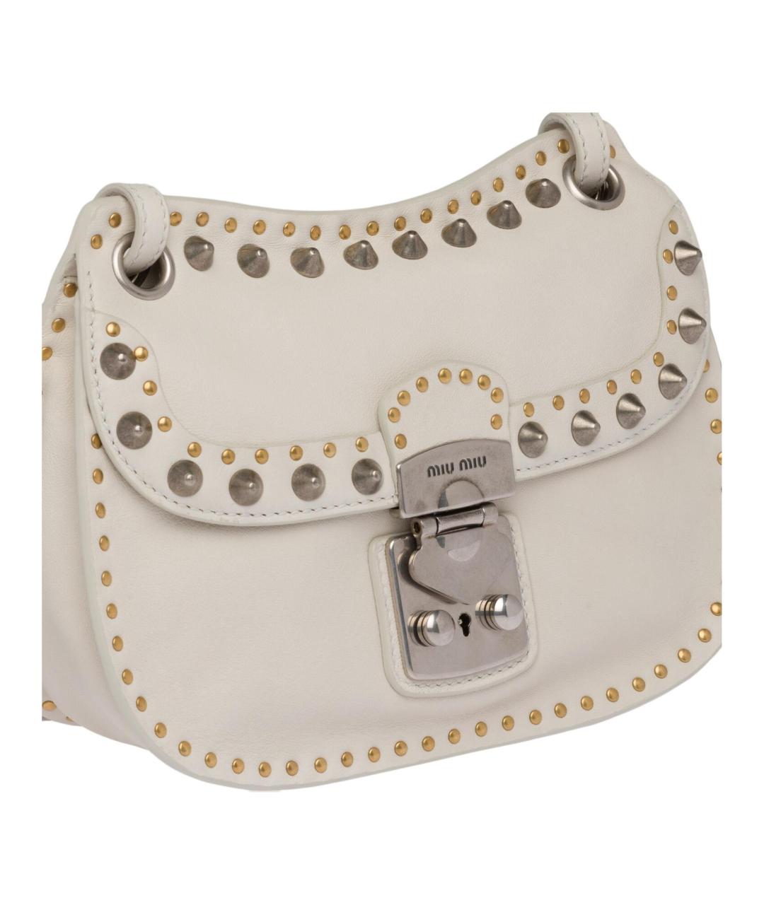 MIU MIU Белая кожаная сумка через плечо, фото 5