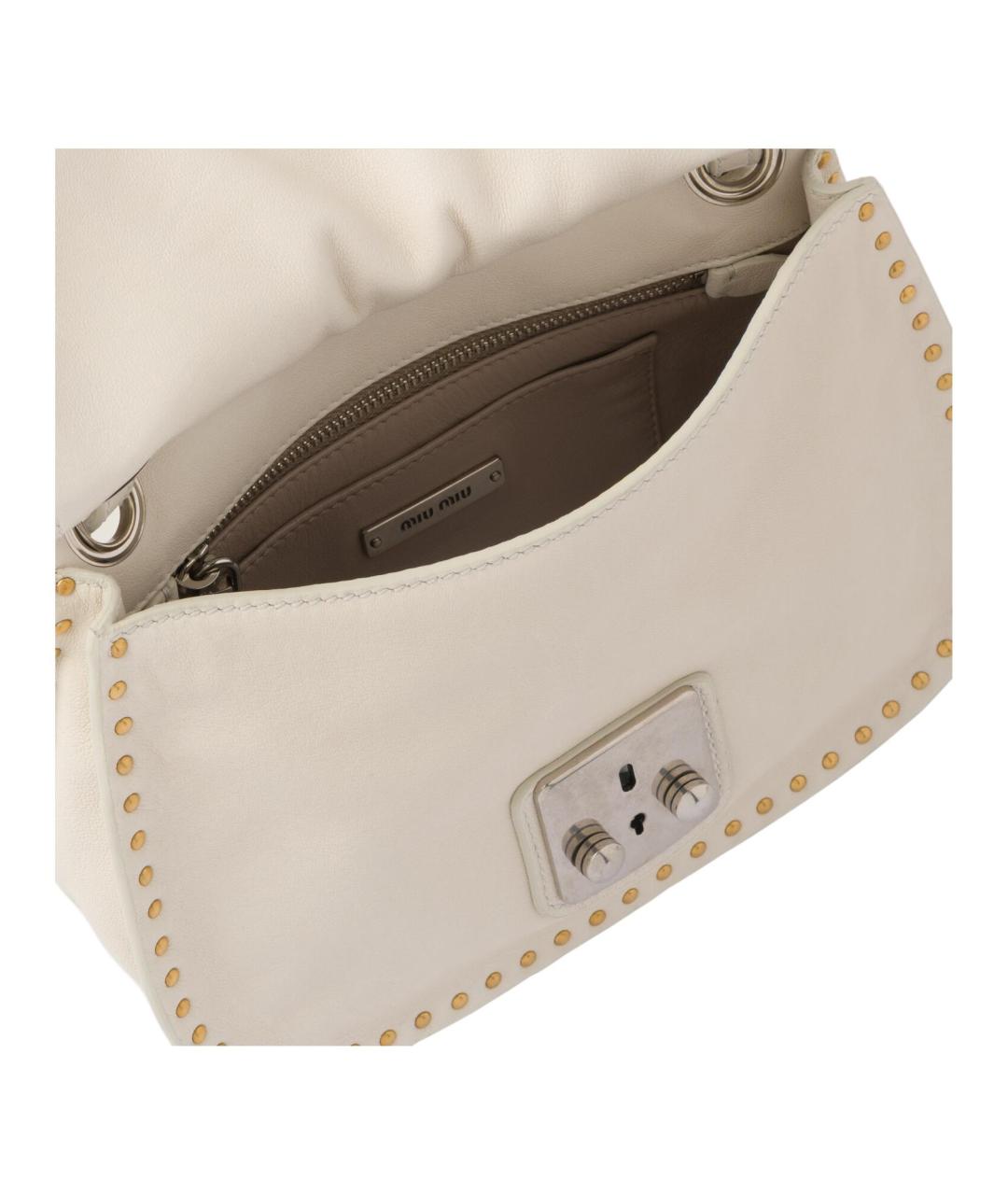 MIU MIU Белая кожаная сумка через плечо, фото 4