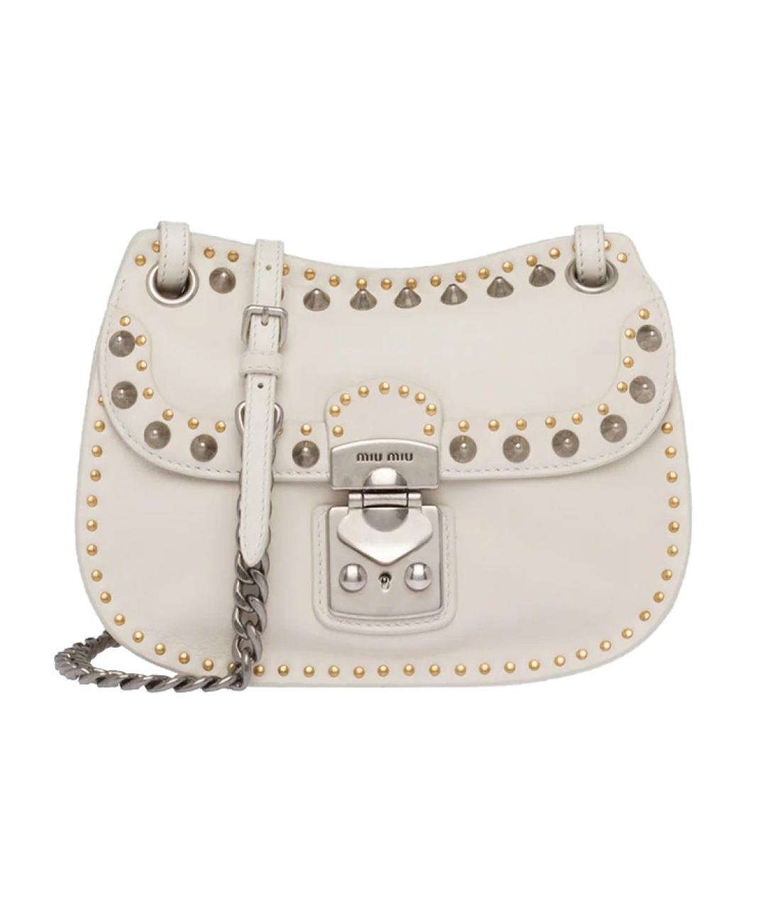 MIU MIU Белая кожаная сумка через плечо, фото 1