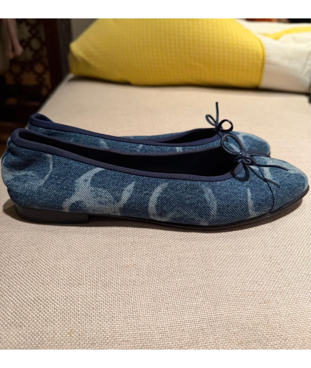 CHANEL Синие текстильные балетки, фото 5