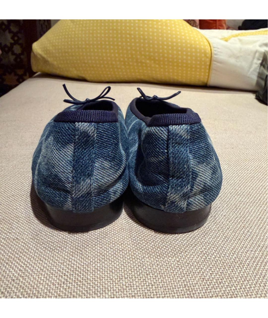 CHANEL Синие текстильные балетки, фото 4