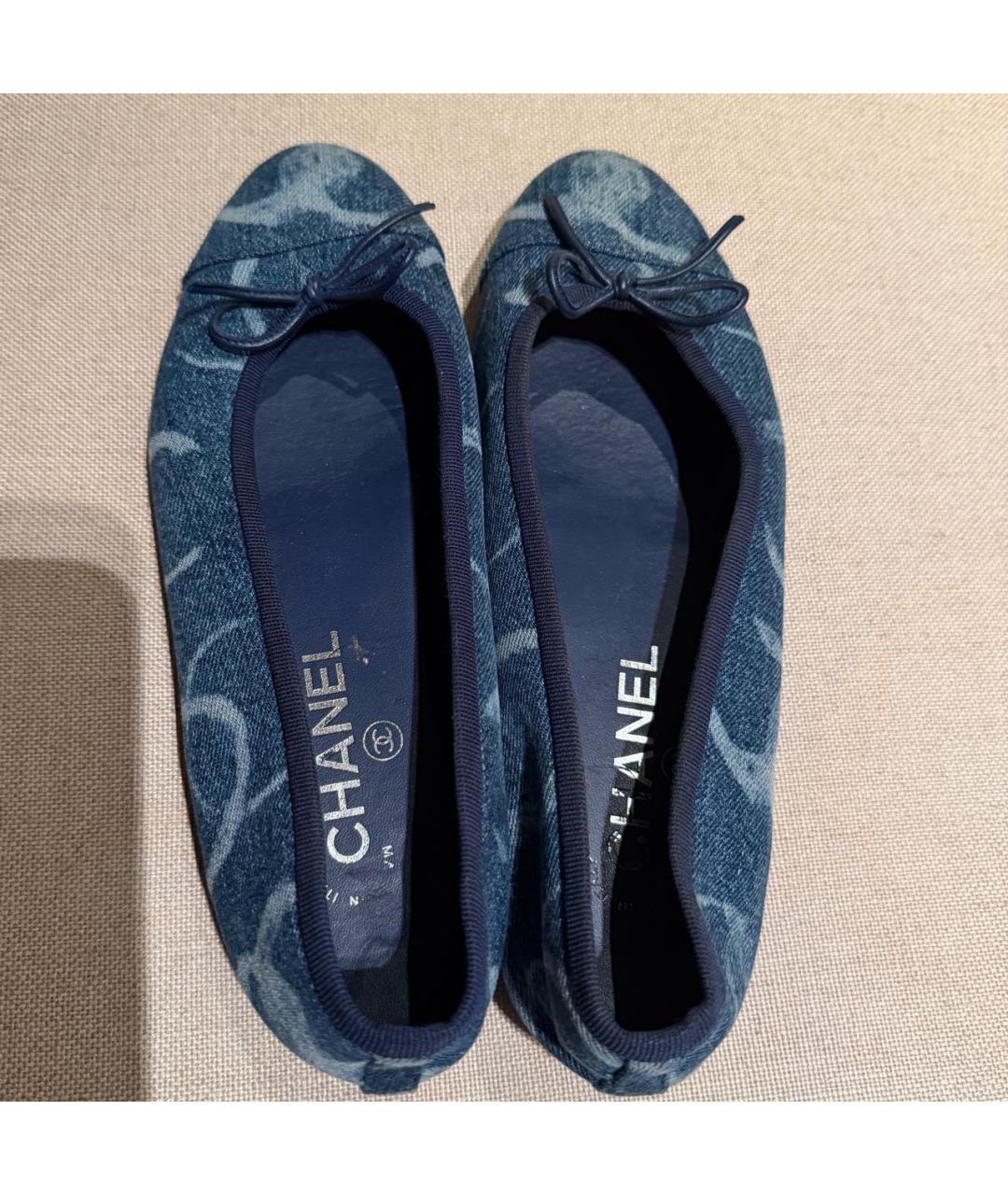 CHANEL Синие текстильные балетки, фото 3