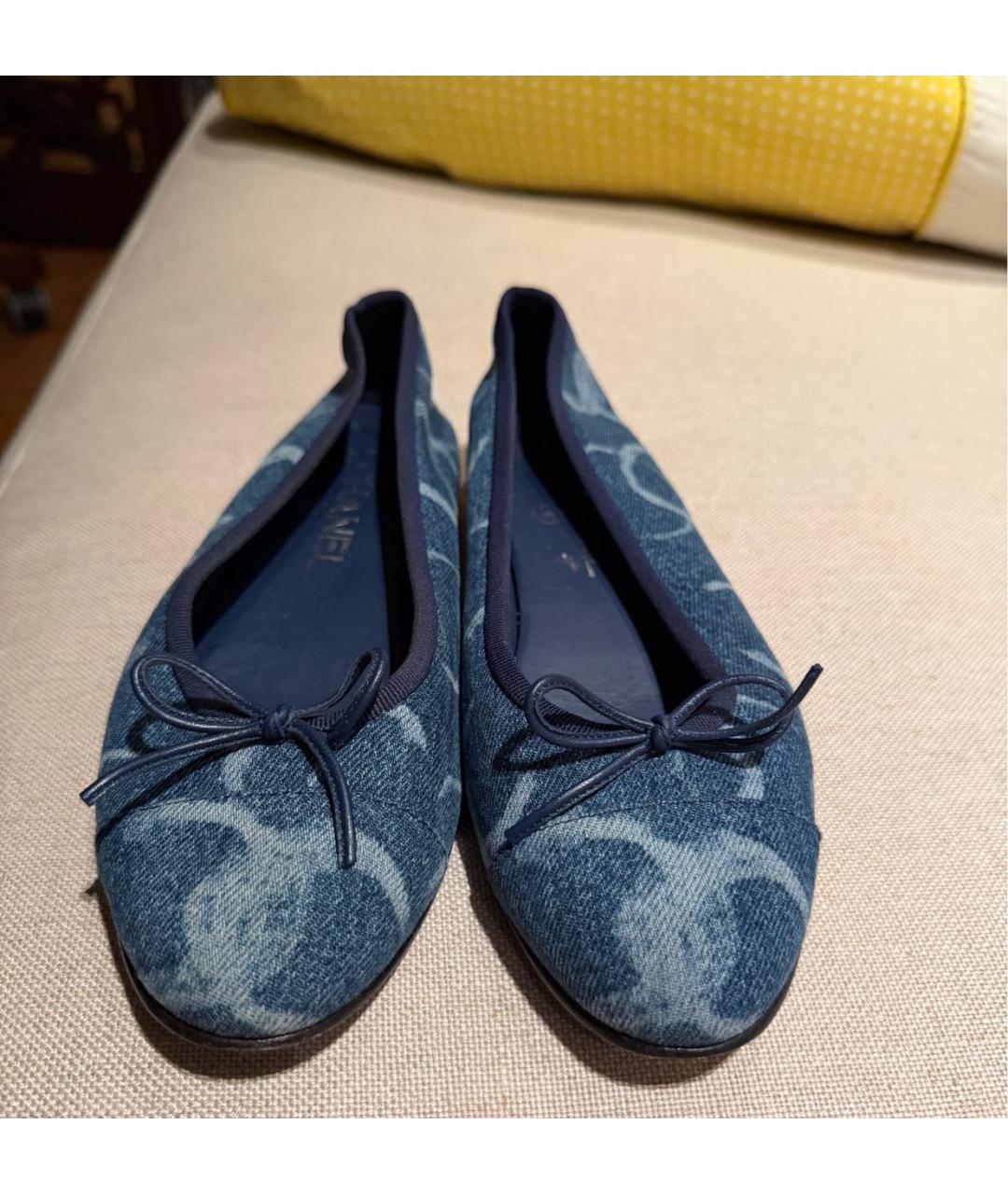 CHANEL Синие текстильные балетки, фото 2
