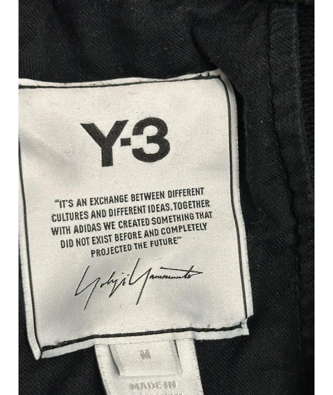 Y-3 Черные хлопковые брюки узкие, фото 3