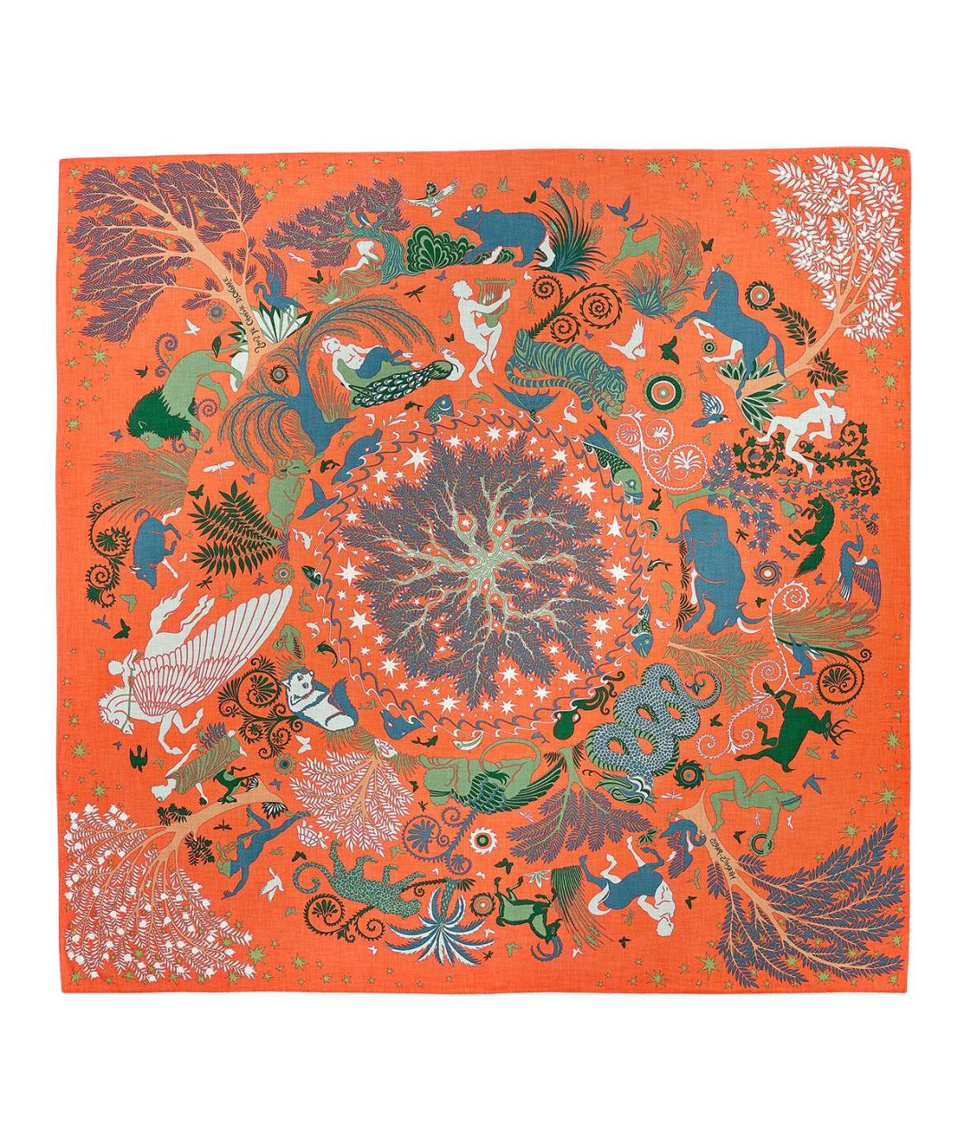 HERMES Оранжевый кашемировый шарф, фото 2