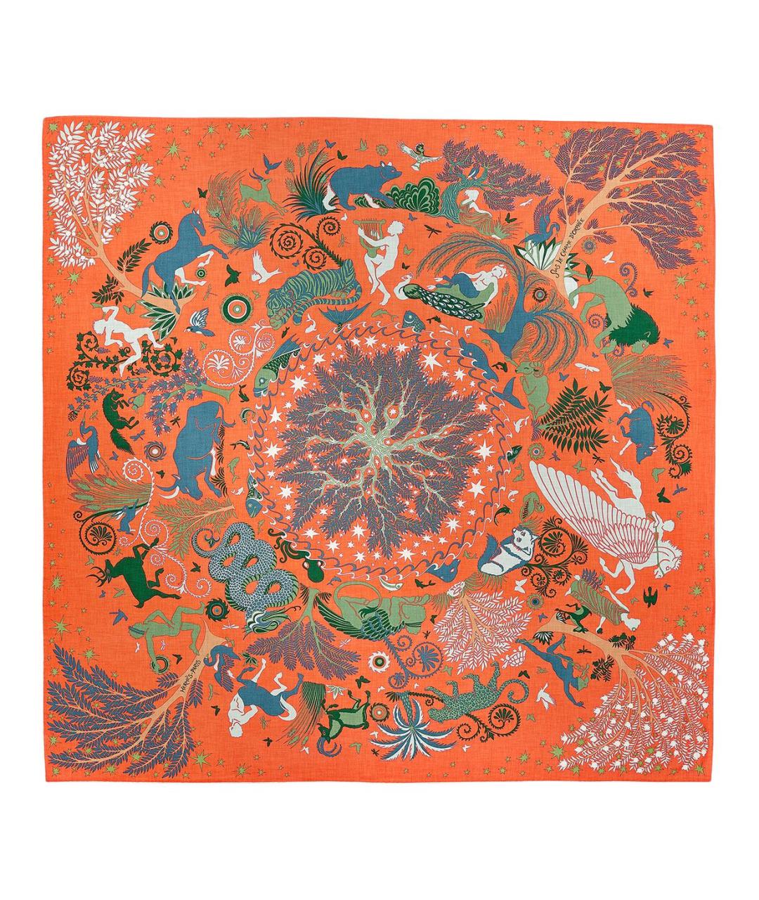 HERMES Оранжевый кашемировый шарф, фото 1