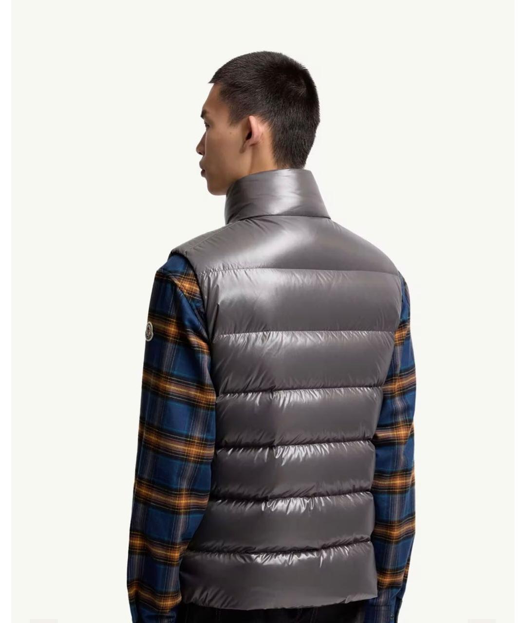 MONCLER Серый полиэстеровый жилет, фото 2