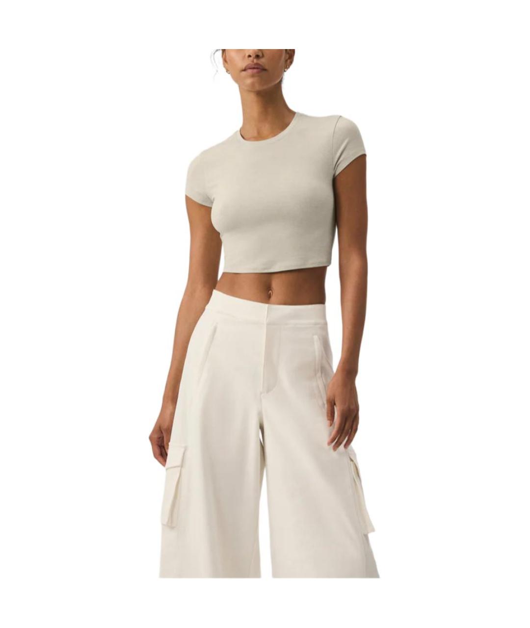 ALO YOGA Бежевая футболка, фото 3