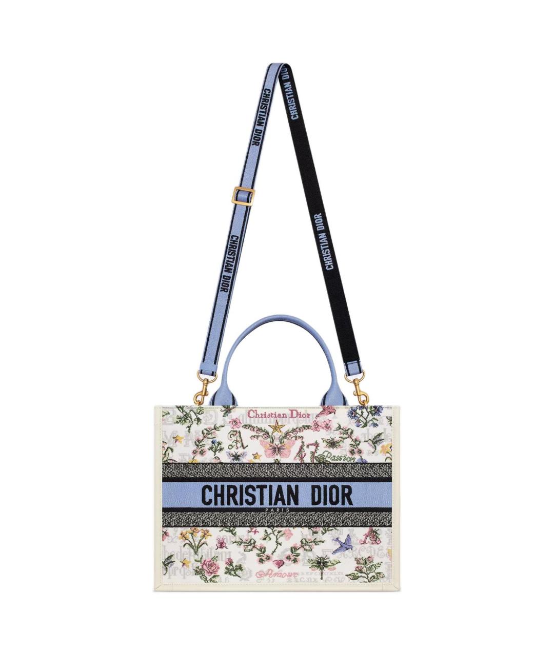 CHRISTIAN DIOR Белая хлопковая сумка через плечо, фото 5