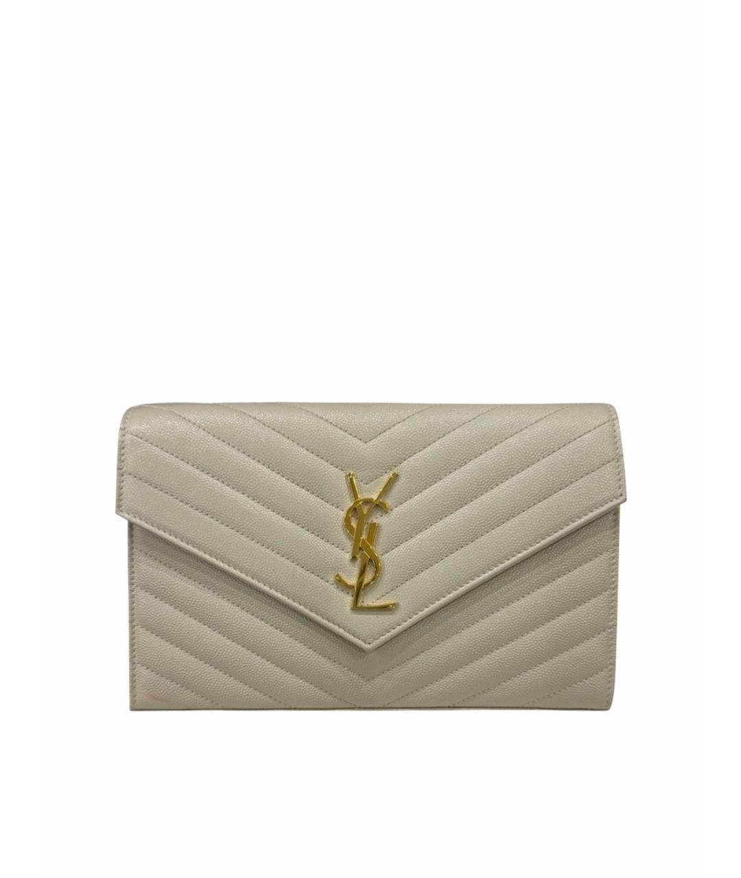 SAINT LAURENT Бежевая кожаная сумка через плечо, фото 1