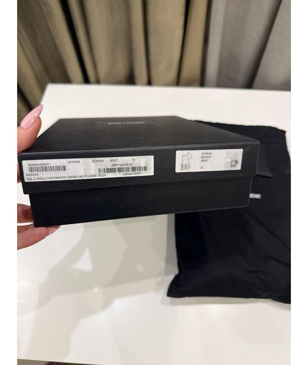 SAINT LAURENT Бежевая кожаная сумка через плечо, фото 7