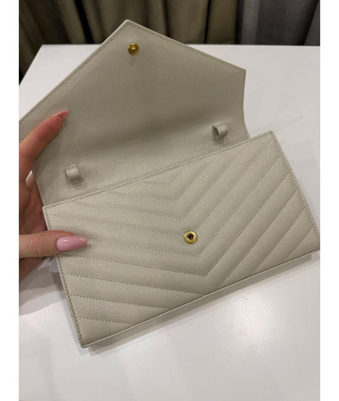 SAINT LAURENT Бежевая кожаная сумка через плечо, фото 3