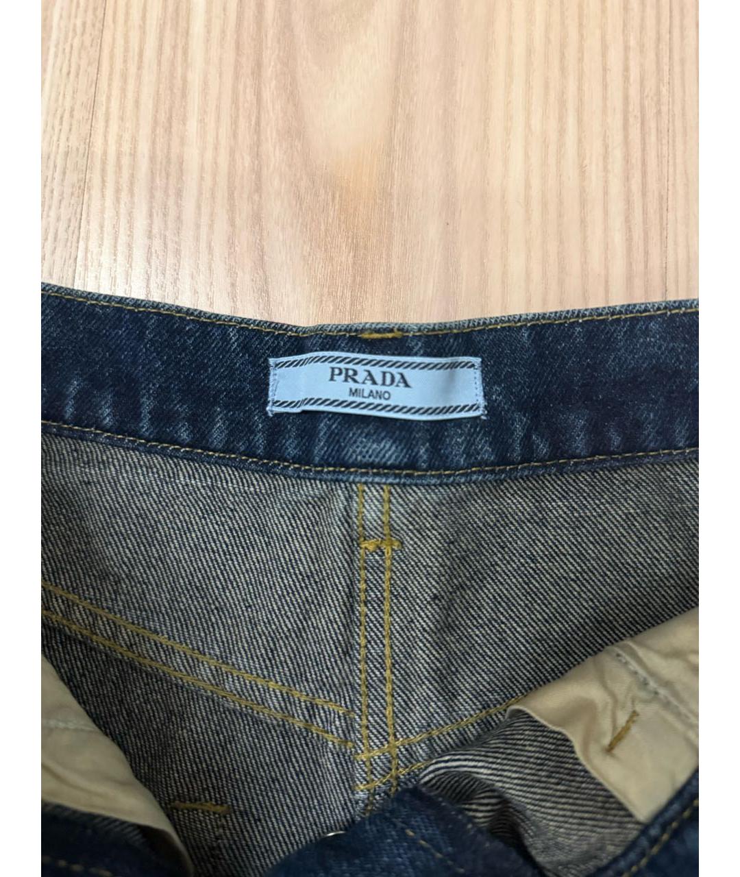 PRADA Темно-синие хлопковые прямые джинсы, фото 3