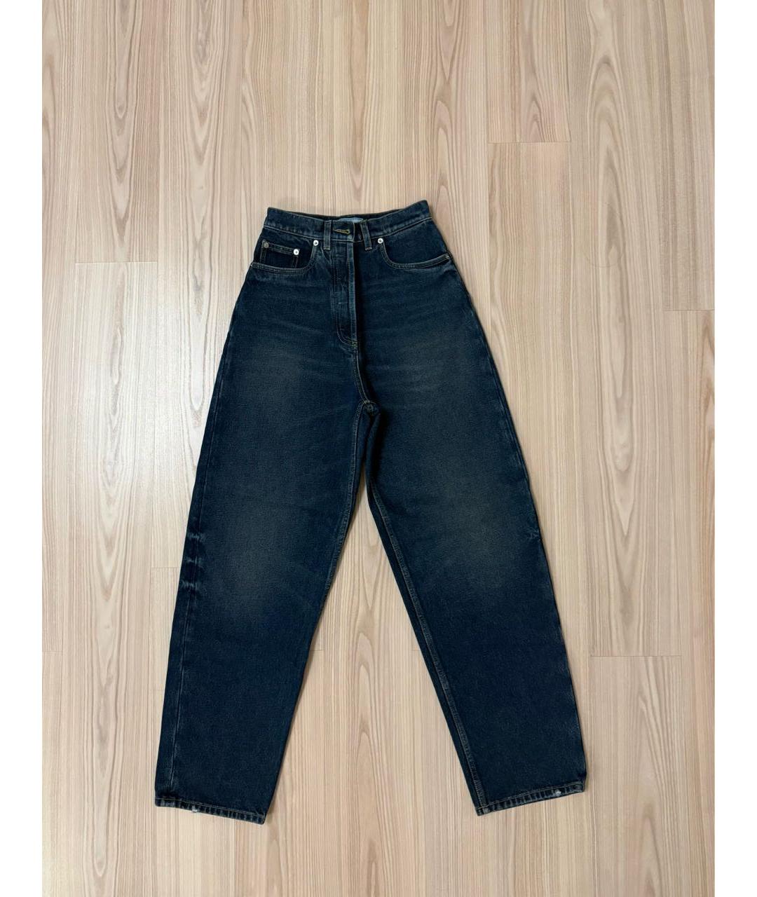 PRADA Темно-синие хлопковые прямые джинсы, фото 8