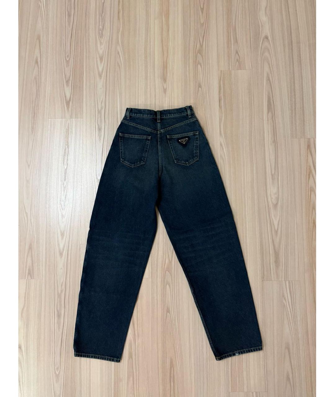 PRADA Темно-синие хлопковые прямые джинсы, фото 2