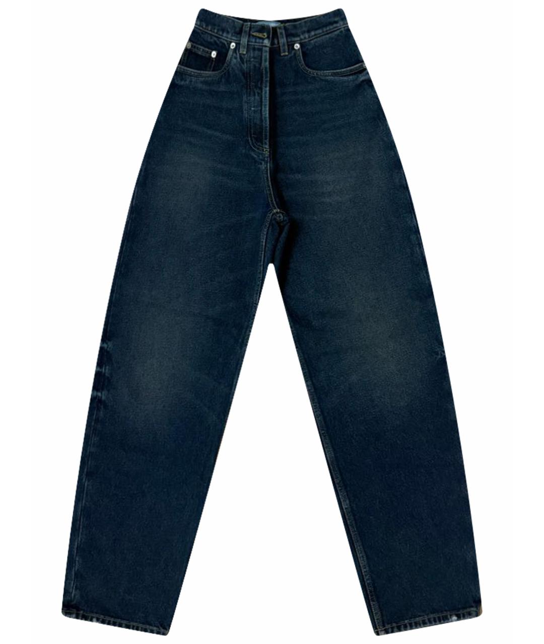 PRADA Темно-синие хлопковые прямые джинсы, фото 1