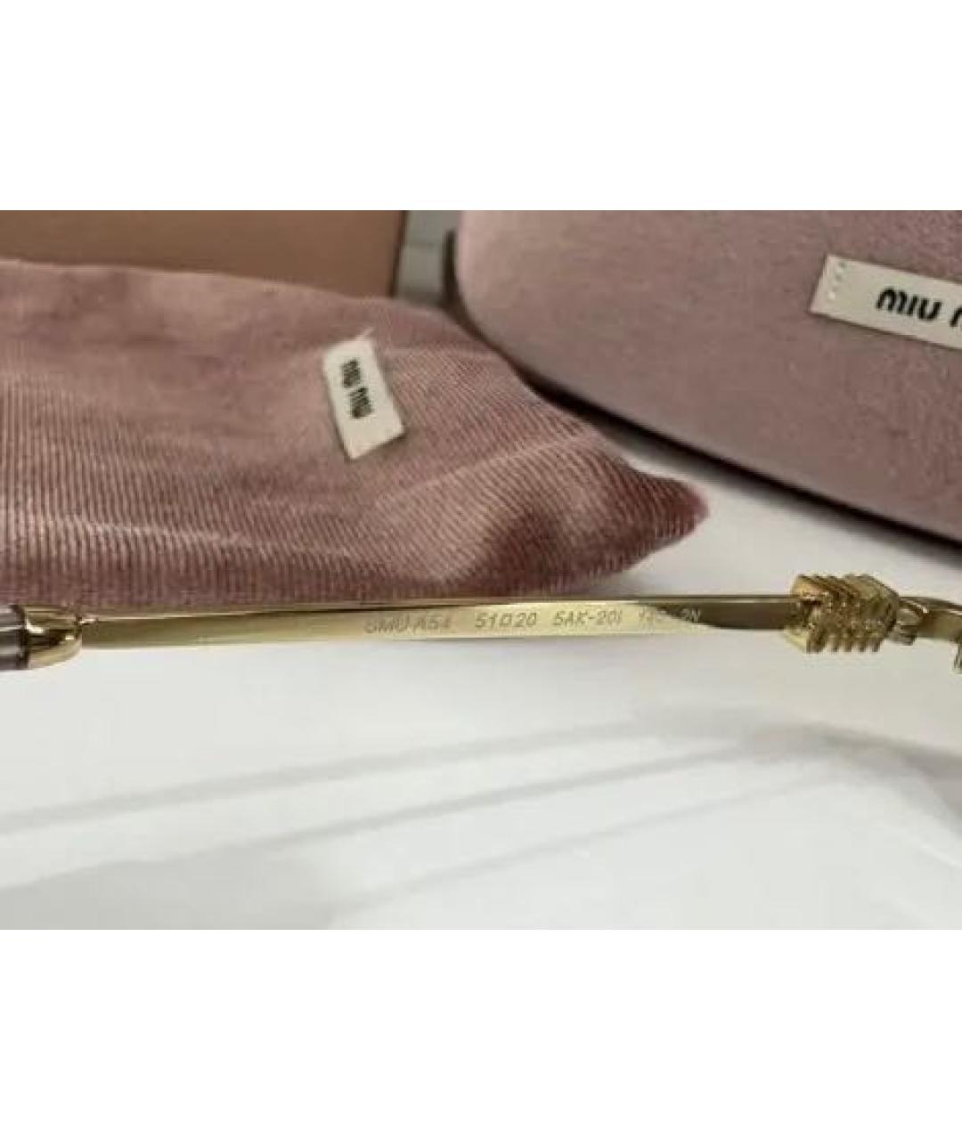 MIU MIU Золотые металлические солнцезащитные очки, фото 3