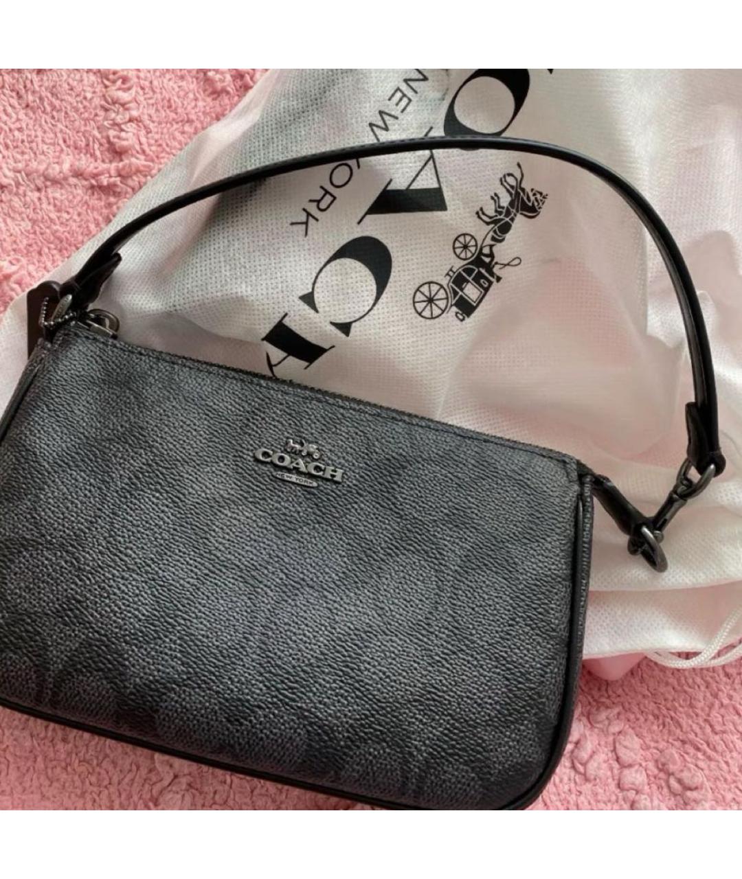 COACH Антрацитовая сумка через плечо из искусственной кожи, фото 6