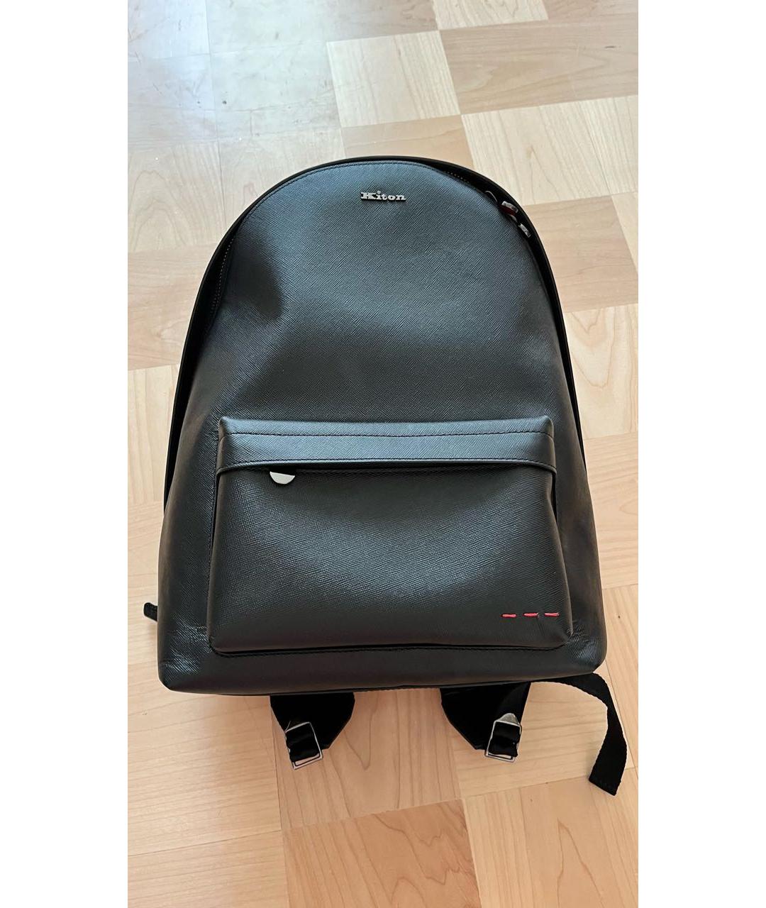 KITON Черный кожаный рюкзак, фото 5