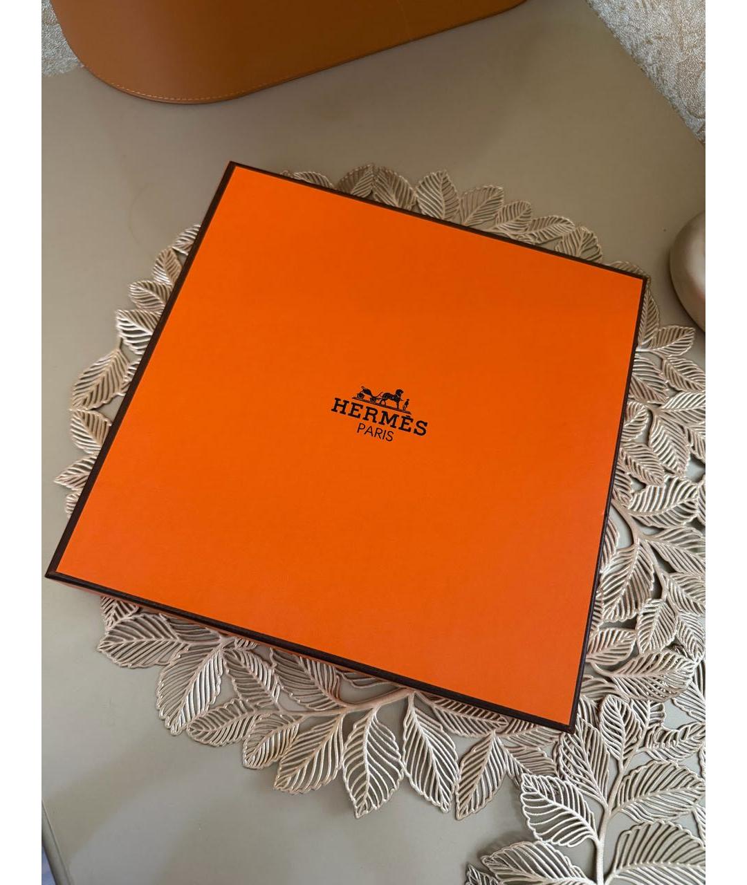 HERMES Бежевый шелковый платок, фото 5