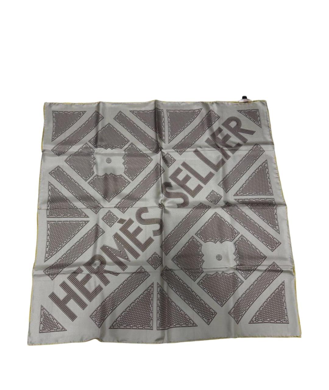 HERMES Бежевый шелковый платок, фото 1