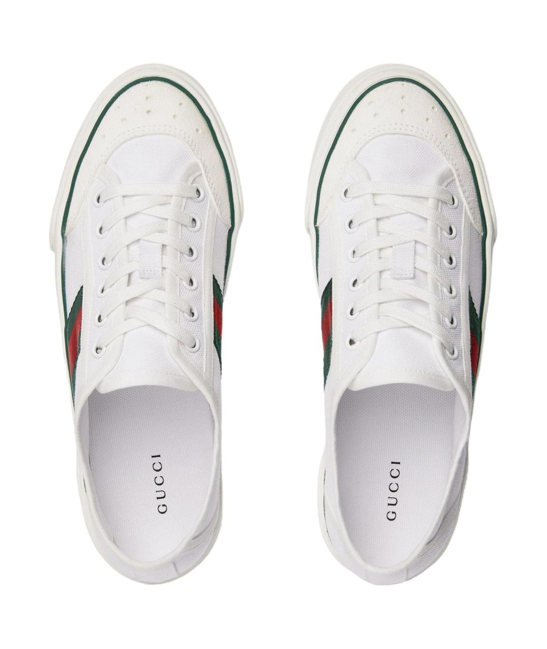 GUCCI Белые текстильные кроссовки, фото 5