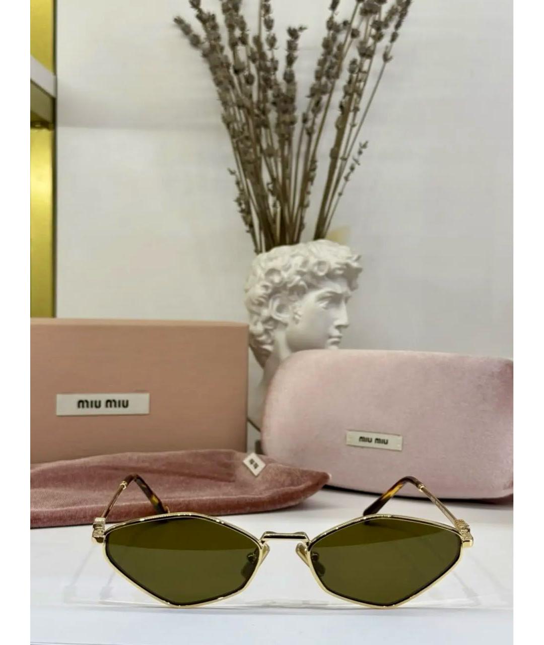 MIU MIU Зеленые металлические солнцезащитные очки, фото 7
