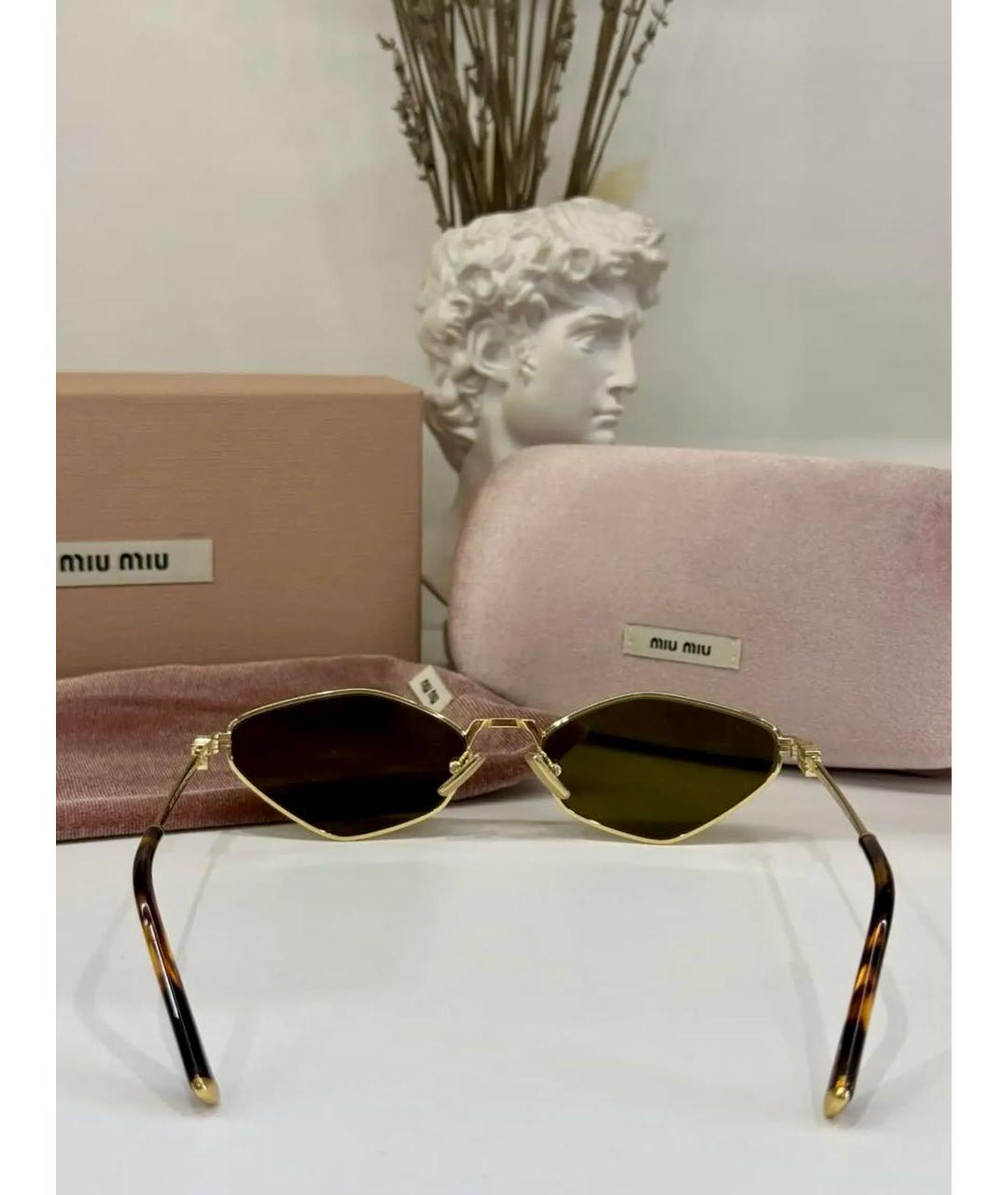 MIU MIU Зеленые металлические солнцезащитные очки, фото 6