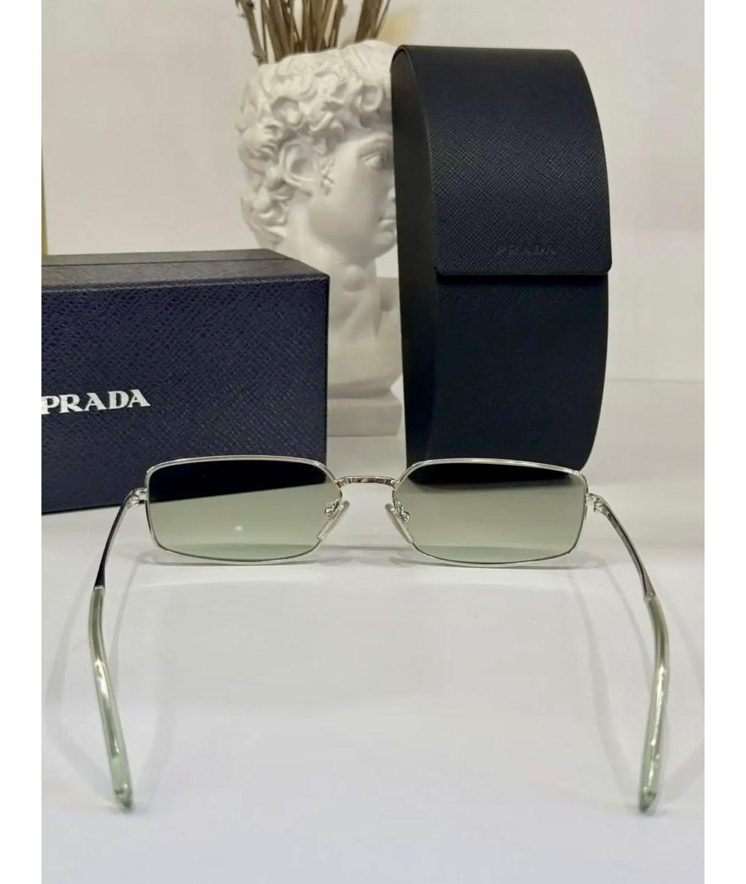 PRADA Серебряные металлические солнцезащитные очки, фото 6