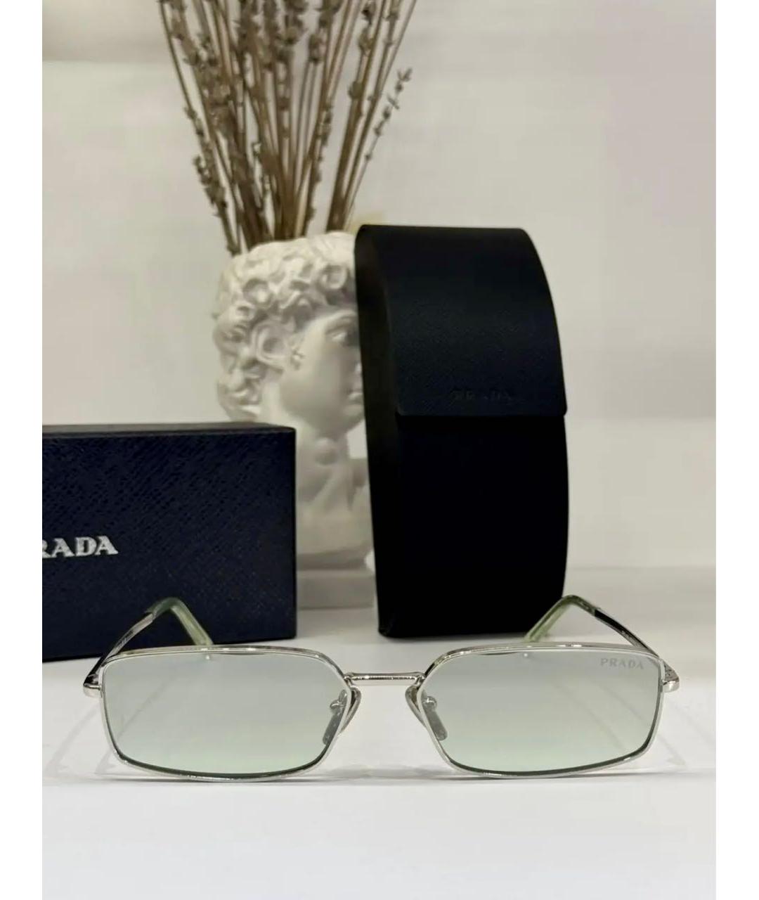 PRADA Серебряные металлические солнцезащитные очки, фото 5