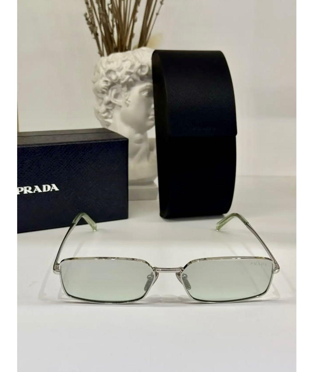 PRADA Серебряные металлические солнцезащитные очки, фото 7