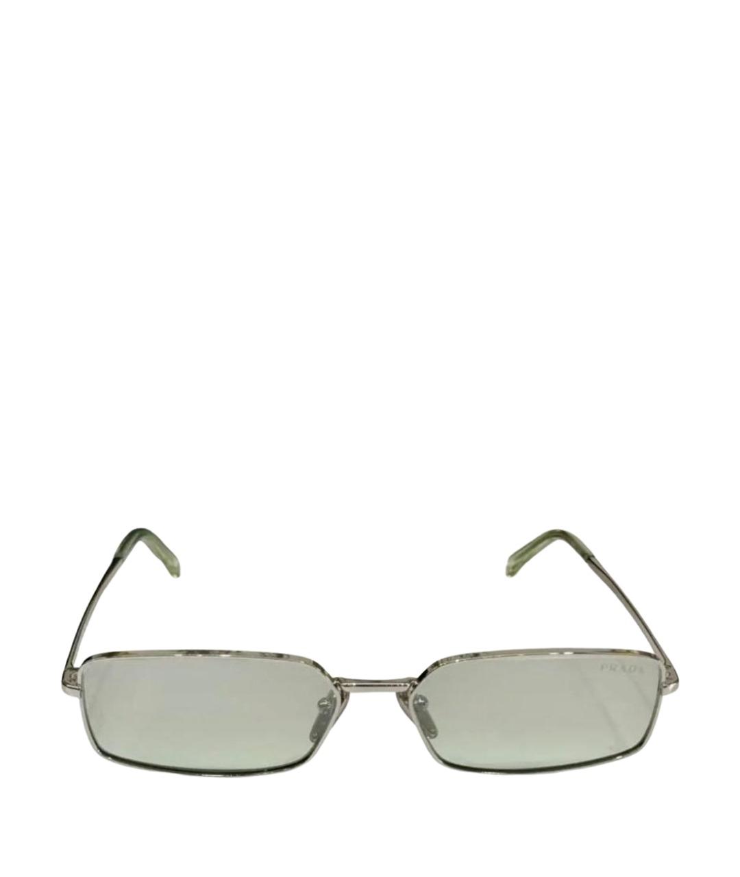PRADA Серебряные металлические солнцезащитные очки, фото 1