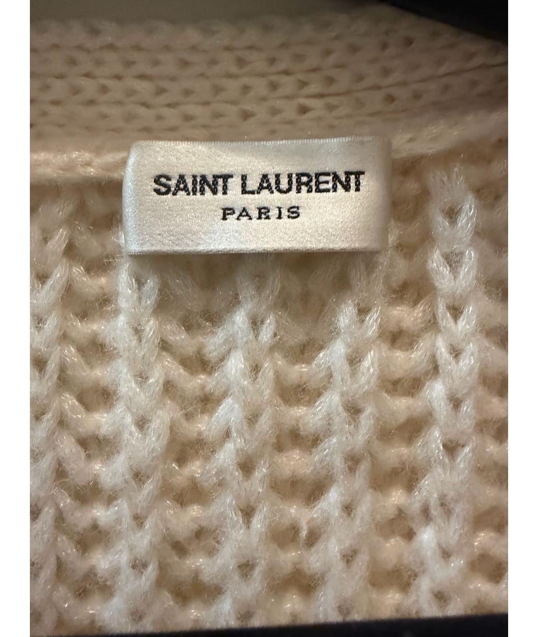 SAINT LAURENT Бежевый шерстяной кардиган, фото 2