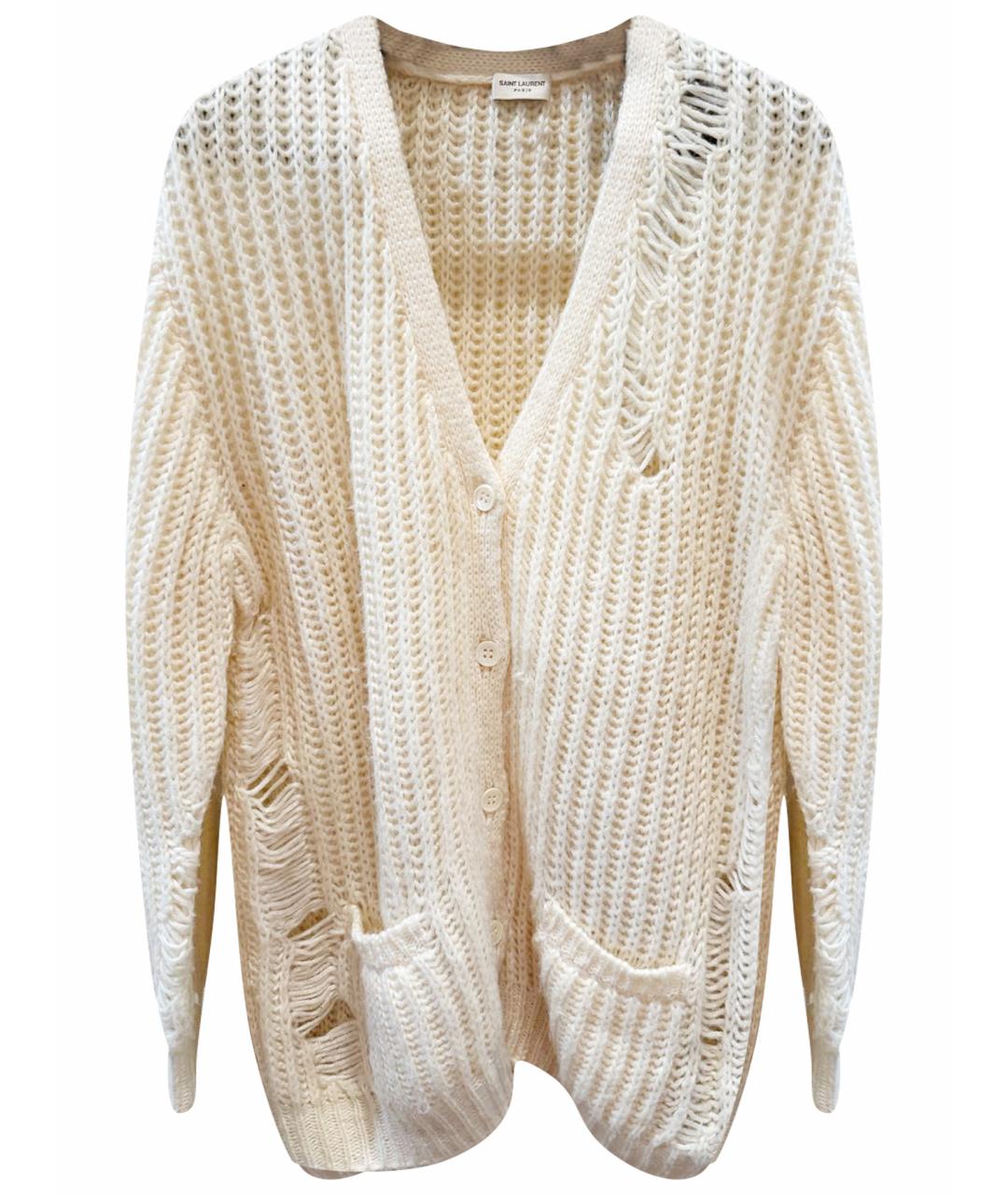 SAINT LAURENT Бежевый шерстяной кардиган, фото 1