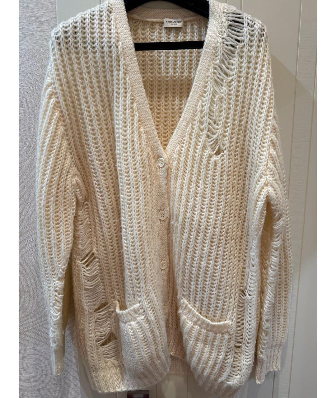 SAINT LAURENT Бежевый шерстяной кардиган, фото 6