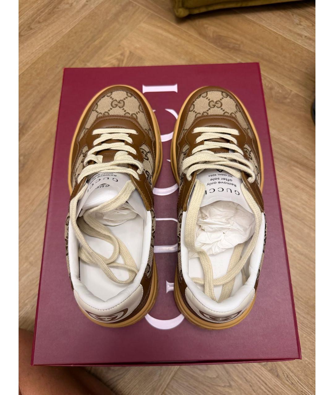 GUCCI Коричневые кожаные кеды, фото 3