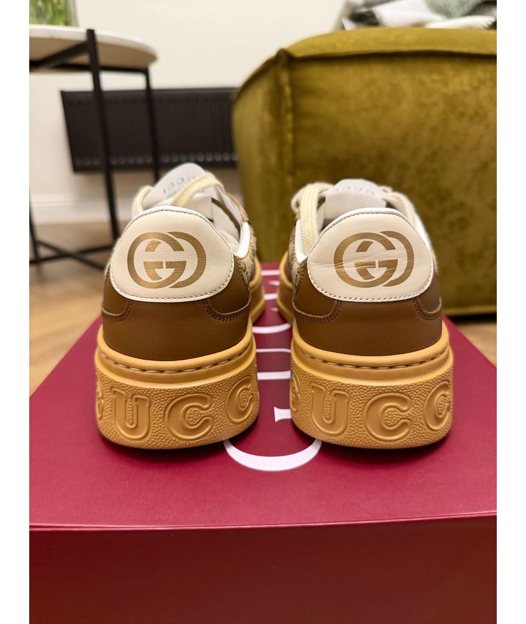 GUCCI Коричневые кожаные кеды, фото 4