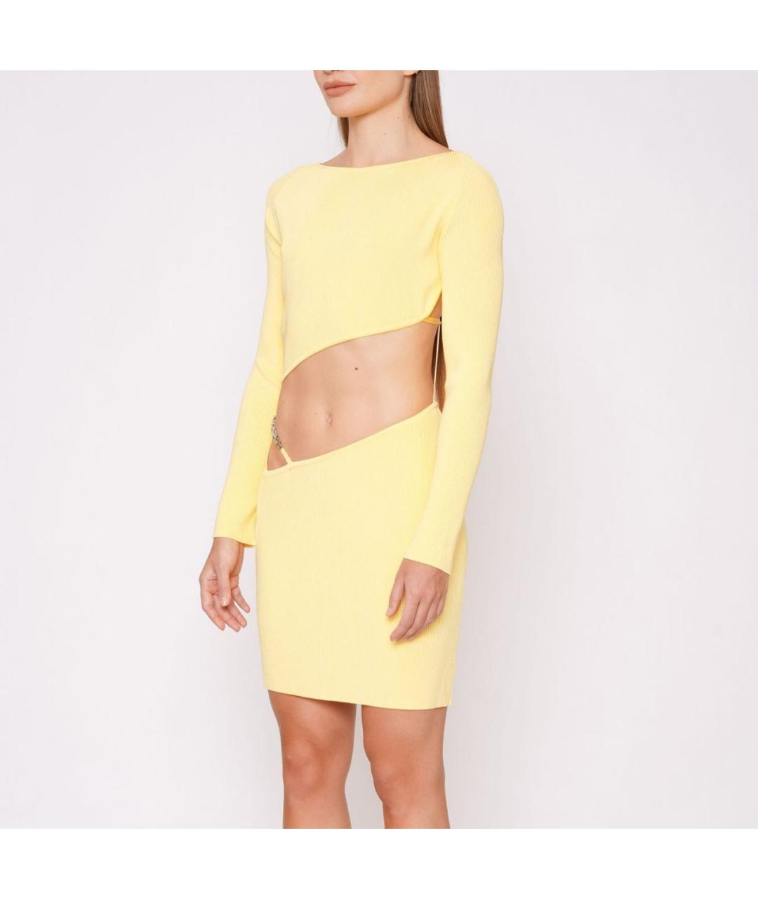 GCDS Желтое вискозное повседневное платье, фото 3