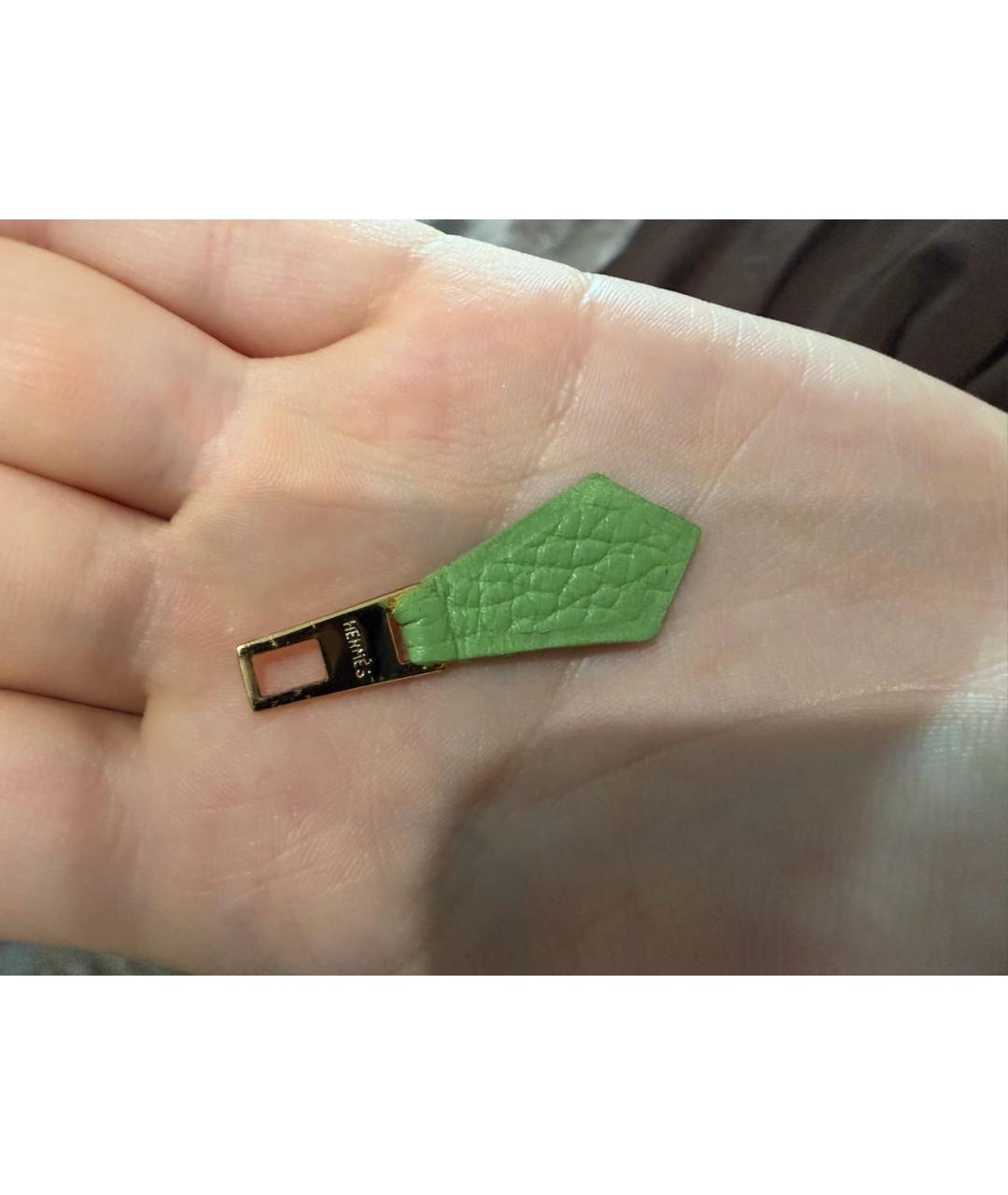 HERMES Салатовая кожаная сумка с короткими ручками, фото 7