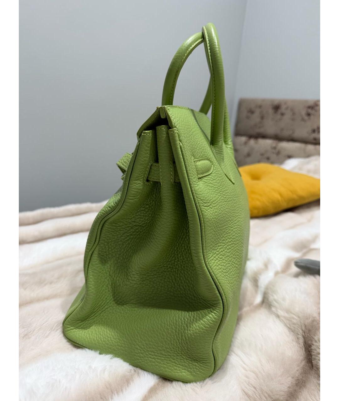 HERMES Салатовая кожаная сумка с короткими ручками, фото 2