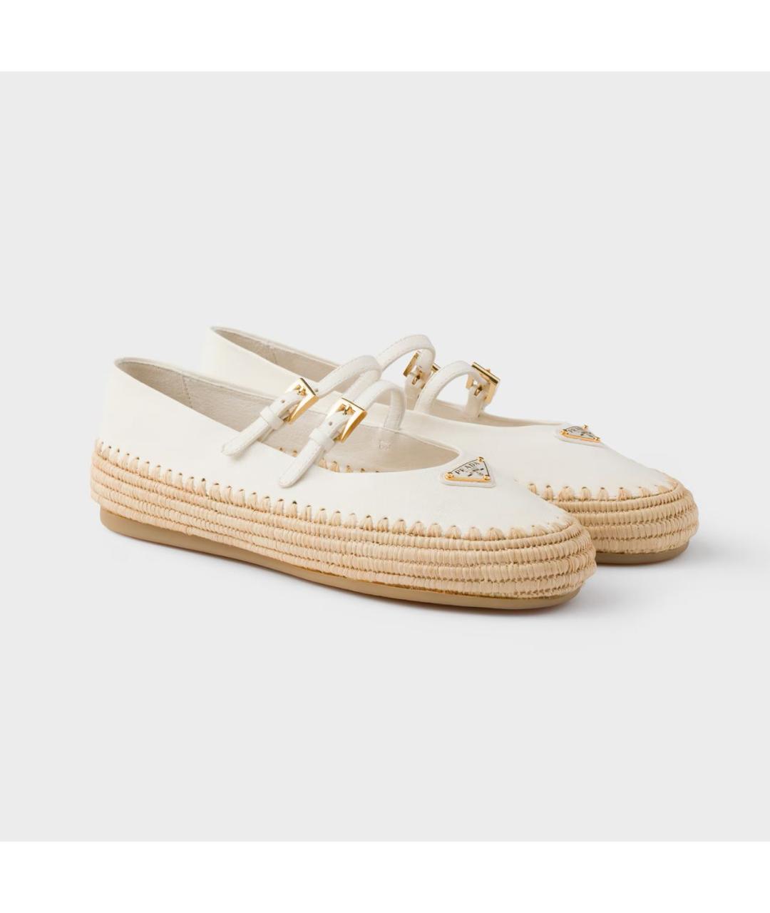 PRADA Белые кожаные балетки, фото 2