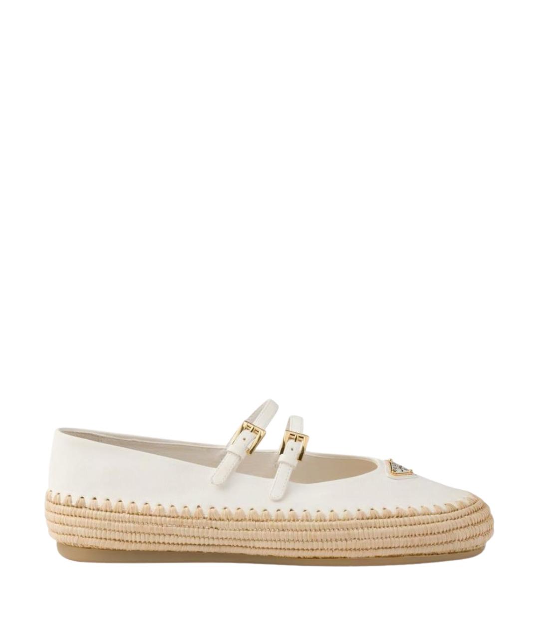 PRADA Белые кожаные балетки, фото 1