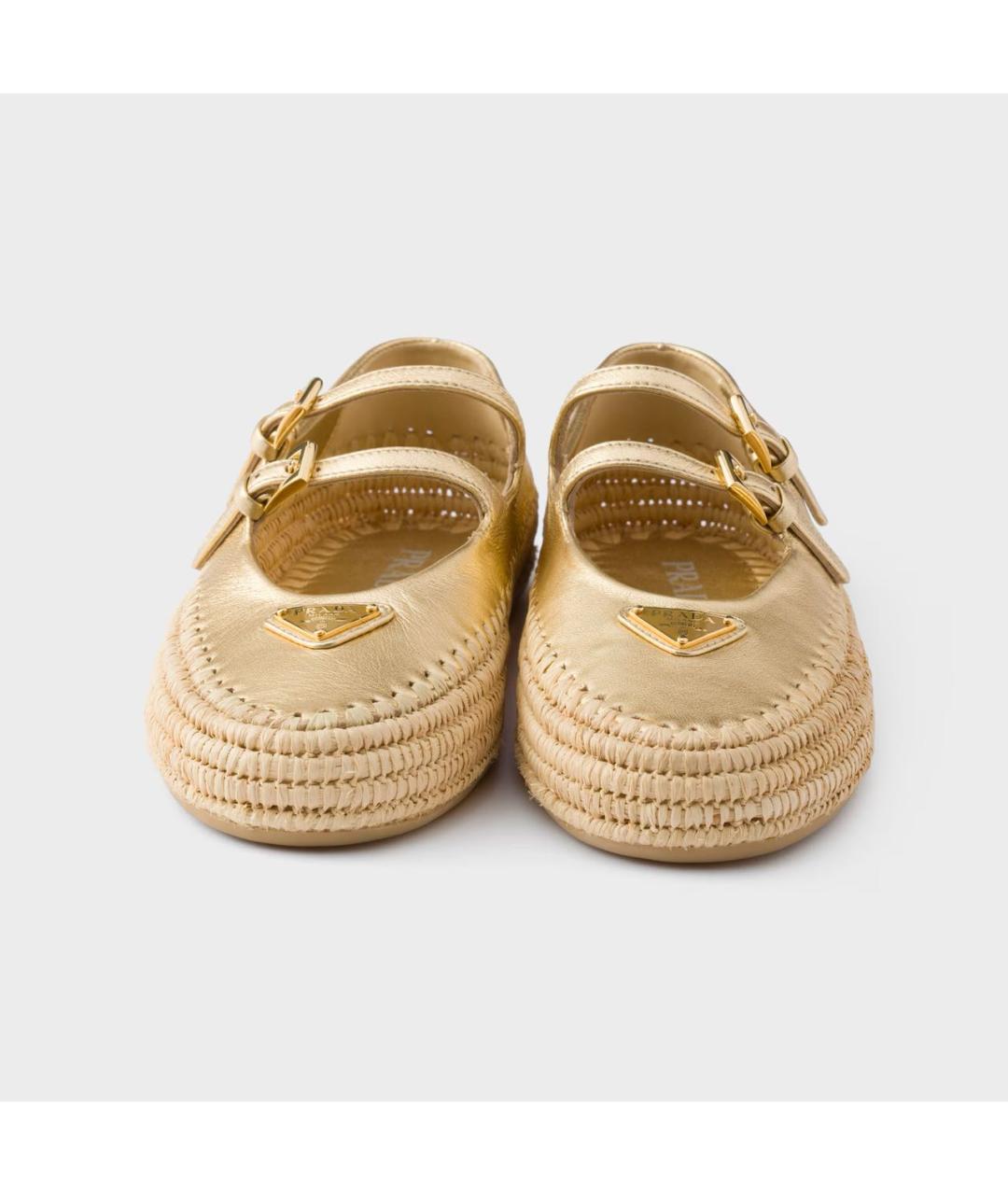 PRADA Золотые кожаные балетки, фото 4