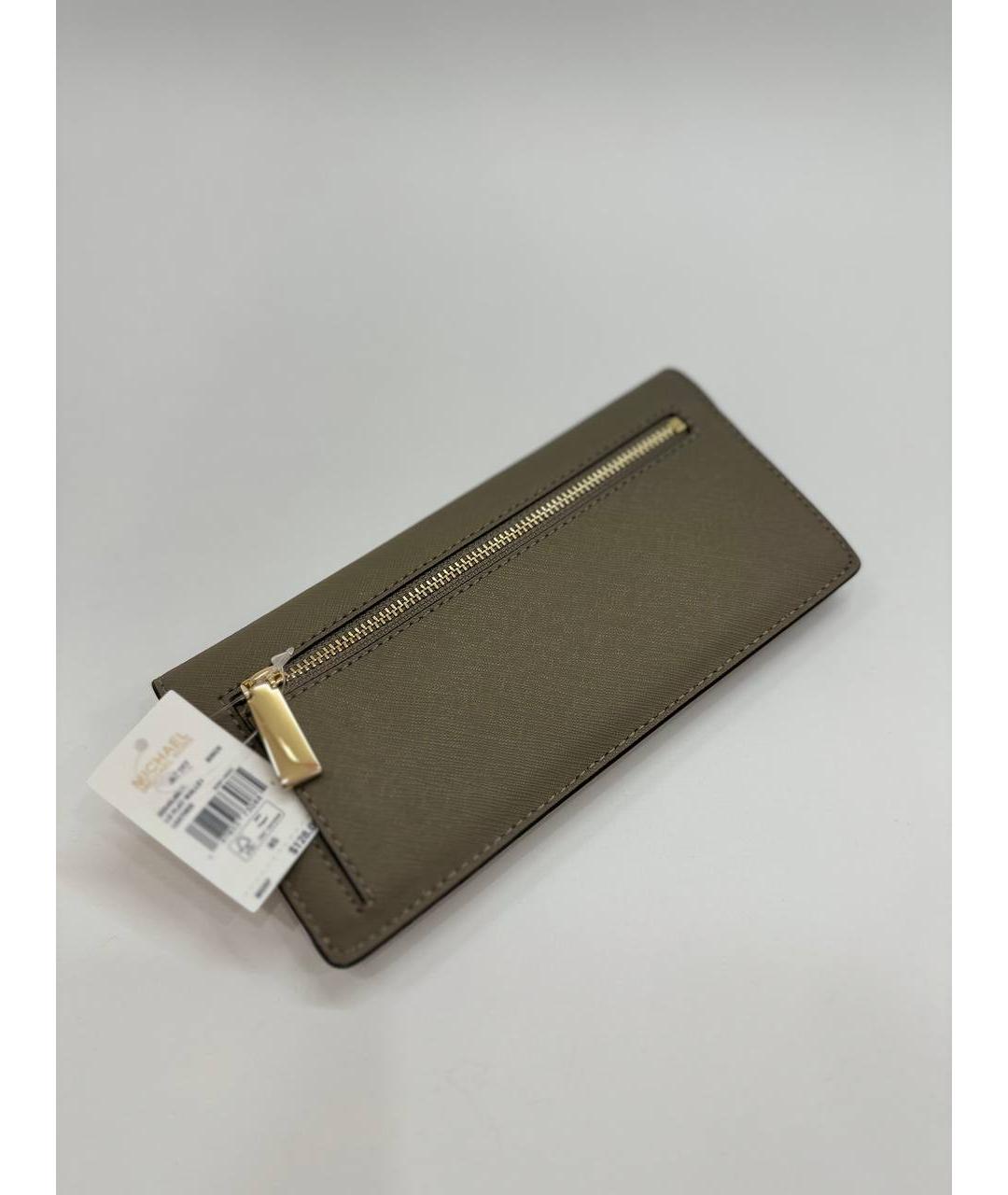 MICHAEL KORS Бежевый кожаный кошелек, фото 6