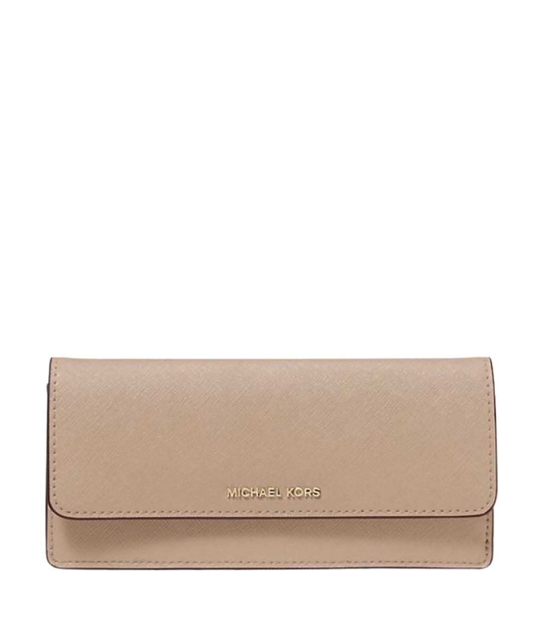 MICHAEL KORS Бежевый кожаный кошелек, фото 1