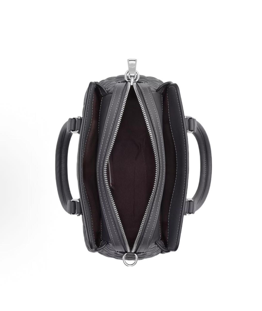 COACH Серая кожаная сумка с короткими ручками, фото 3