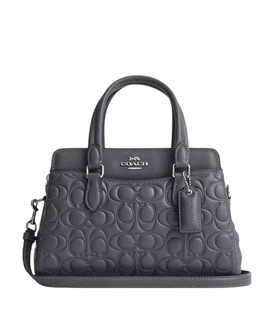 COACH Серая кожаная сумка с короткими ручками, фото 1