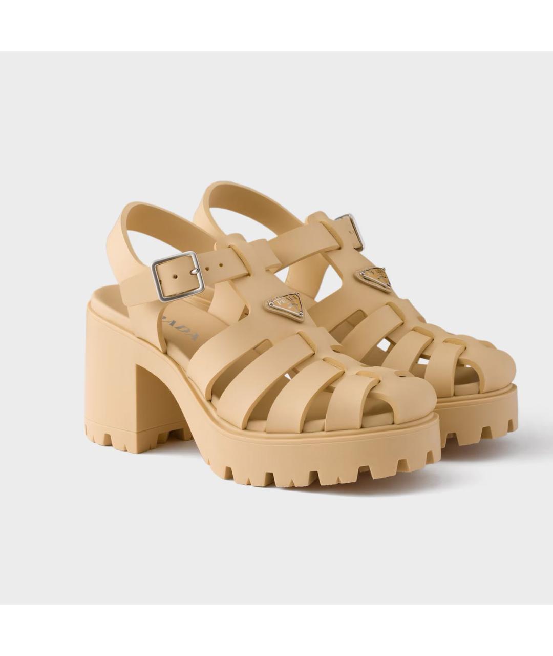 PRADA Бежевые босоножки, фото 2
