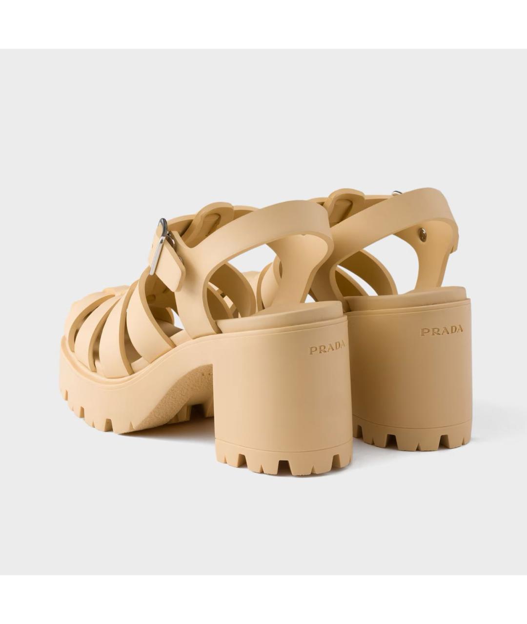 PRADA Бежевые босоножки, фото 4