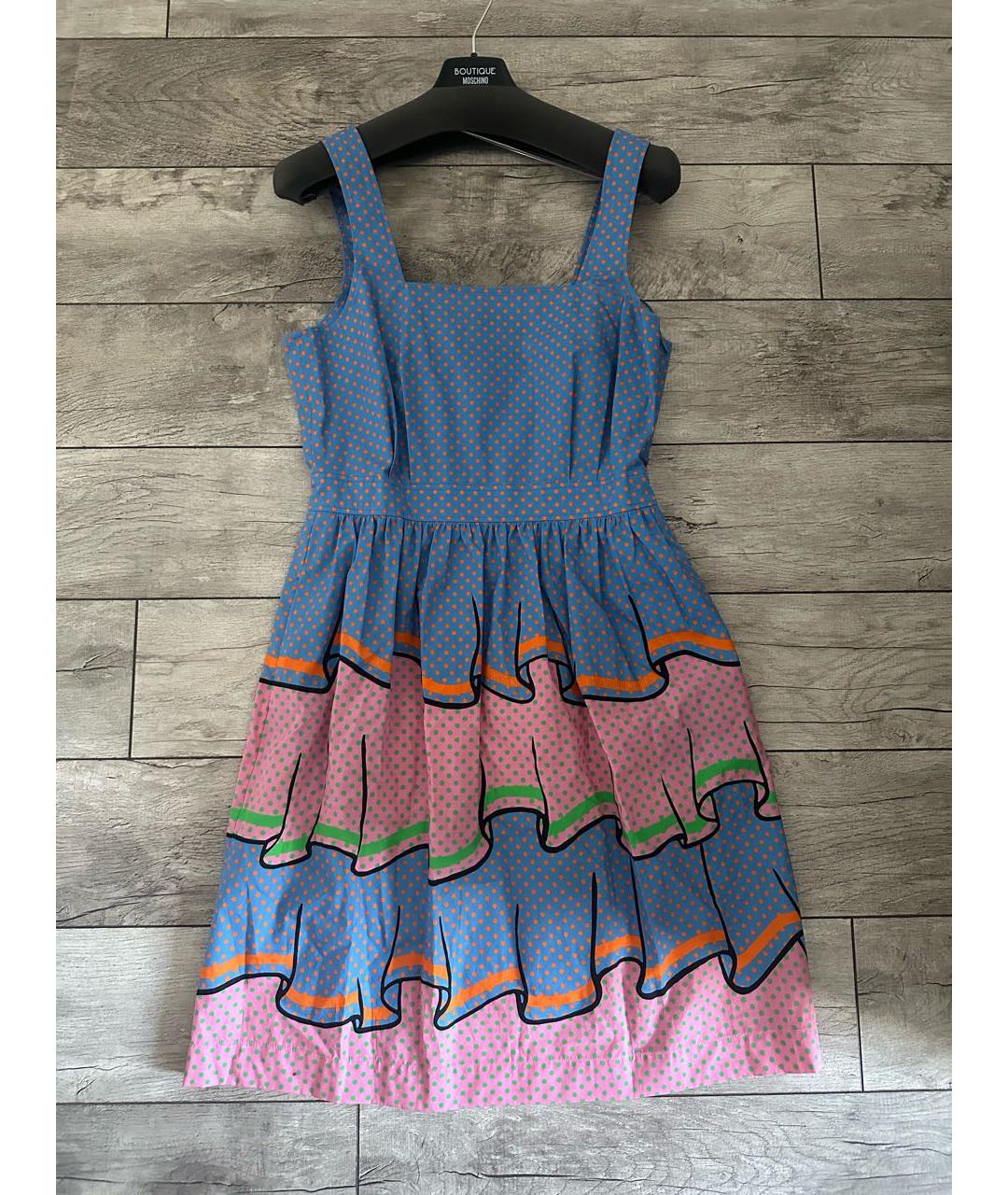 BOUTIQUE MOSCHINO Голубой хлопковый сарафан, фото 2